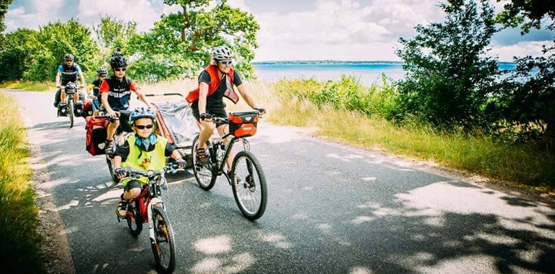 Ferienhaus mit Fahrrad auf Fünen